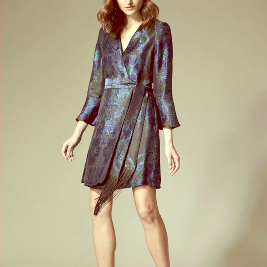 Karen Millen Multicolored Floral Jacquard Dress. Size 6. Nwt